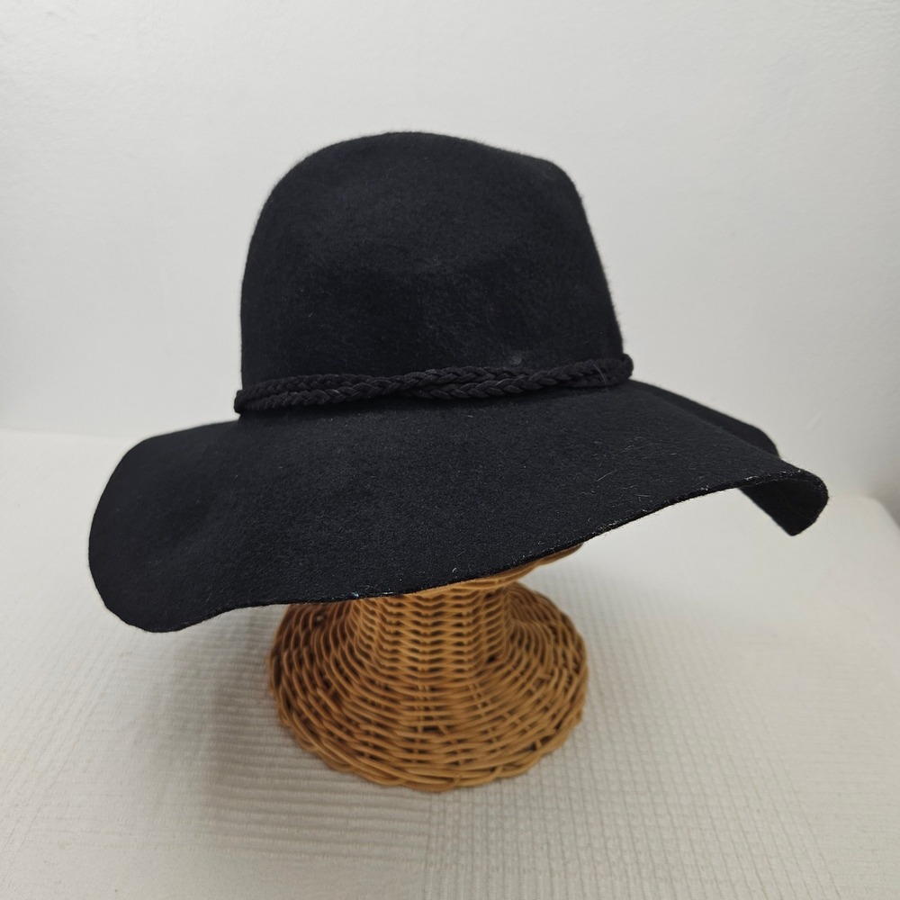 American Eagle Wool Felt Cowboy-ish Floppy Hat OS Black‎